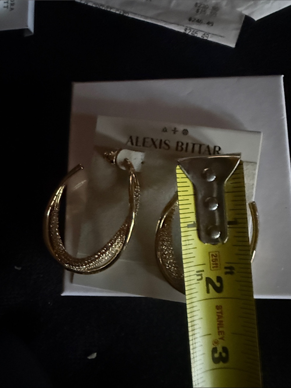 Alexis Bittar Gold Pavé Crescent Hoop Earrings NWOT - Picture 5 of 5